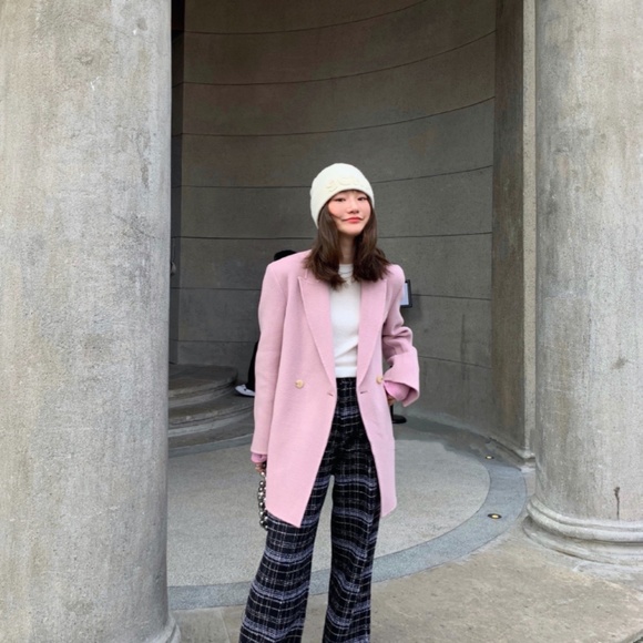 NWT wide leg tweed dad pants black&navy&golden tweed - Picture 2 of 5